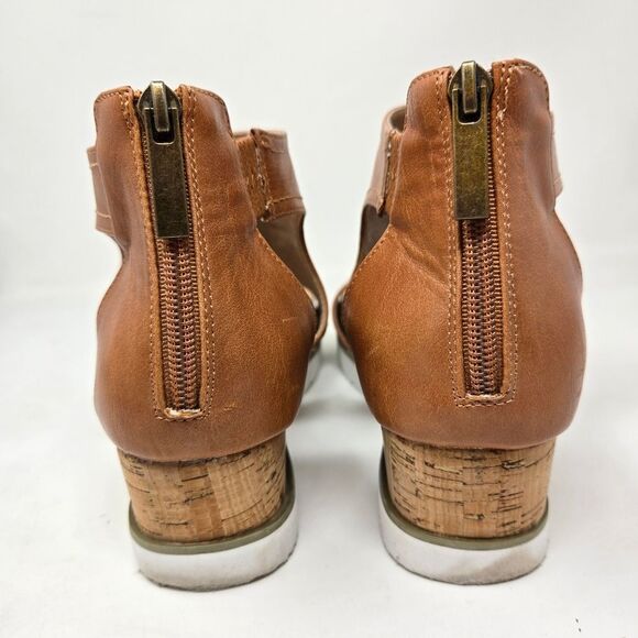 CORKYS Boutique Sandals Sugar N Spice Faux Leather Cork Wedge Sandals Sz 9 - Picture 5 of 9